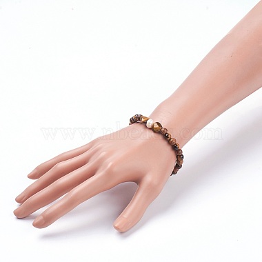 Brazalete tramo de ojo de tigre naturales(BJEW-JB03747-03)-3