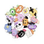 Halloween Opaque Resin Pendants, Mixed Shapes, with Platinum Iron Loop, Mixed Color, 22.5~30x20.5~33x7.5~10mm, Hole: 2mm(RESI-C062-02)