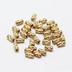Brass Corrugated Beads, Nickel Free, Column, Raw(Unplated), 5x3mm, Hole: 1.5mm(KK-P095-31)