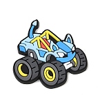 PVC Cabochons, Cartoon Car, Blue, 33.5x34.5x4mm(PL-T045-05A)