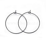304 Stainless Steel Hoop Earring Settings Ion Plating(IP), Ring, Electrophoresis Black, 21 Gauge, 35x4mm, Pin: 0.7mm(STAS-H467-01B-35MM)