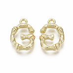 Alloy Pendants, Cadmium Free & Nickel Free & Lead Free, Bamboo Initial Letter, Real 18K Gold Plated, Letter.G, G:16x11x3mm, Hole: 1.5mm(X-PALLOY-S137-001G-NR)