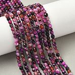 Natural Agate Beads Strands, Faceted, Round, Dyed & Heated, Purple, 4mm, Hole: 0.8mm, about 88~94pcs/strand, 14.5 inch(X-G-H302-A01-10)