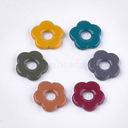 Opaque Acrylic Pendants, Flower, Mixed Color, 26x26.5x4.5mm, Hole: 1.6mm(OACR-T011-55)