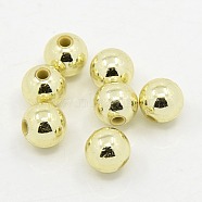 Plating Plastic Acrylic Round Beads, Light Golden Plated, 6mm, Hole: 1mm, about 4500pcs/pound(PACR-L003-6mm-LG)