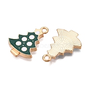 Christmas Theme Alloy Enamel Pendants, Cadmium Free & Lead Free, Light Gold, Christmas Tree, 23x16x2.5mm, Hole: 2mm(ENAM-T020-10H)