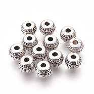 Tibetan Style Alloy Spacer Beads, Rondelle, Cadmium Free & Nickel Free & Lead Free, Antique Silver, 7mm, Hole: 1mm(LF0883Y-NF)