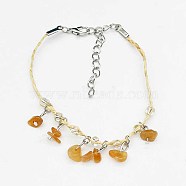 Boho Multicolor Beads Gravel Woven Anklets, Natural Orange Calcite Anklets(NI3563-14)