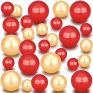 Elite Gradient Round ABS Plastic Imitation Pearl No Hole Beads, for Water Gel Vase Fillers, Floating Candles Making, Red, 9.5~29.5mm, about 148pcs/set(FIND-PH0007-81)