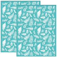 Self-Adhesive Silk Screen Printing Stencil, for Painting on Wood, DIY Decoration T-Shirt Fabric, Turquoise, Plants Pattern, 280x220mm(DIY-WH0338-119)