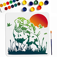 US 1Pc PET Hollow Out Drawing Painting Stencils, for DIY Scrapbook, Photo Album, with 1Pc Art Paint Brushes, Dog, 300x300mm(DIY-MA0004-16B-06)