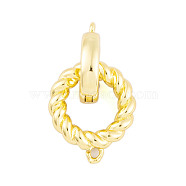 Rack Plating Brass Fold Over Clasps, Cadmium Free & Lead Free, Long-Lasting Plated, Ring, Real 18K Gold Plated, 26mm, Hole: 1.4mm(KK-P269-17G)