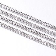 Iron Twisted Chains Curb Chains, Unwelded, Platinum Color, with Spool, Link: 2x3mm, 0.5mm thick, about 328.08 Feet(100m)/roll(CHS002Y-N)