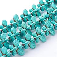 Synthetic Howlite Beads Strands, Dyed & Heated, Butterfly, Turquoise, 35x25x6mm, Hole: 1mm, about 27pcs/strand, 15.9 inch, about 6strands/1000g(G-E020-15)
