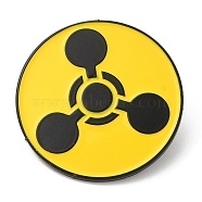 Radioactive Sign Enamel Pin, Electrophoresis Black Zinc Alloy Brooch for Backpack Clothes, Yellow, 30x1.5mm(JEWB-D018-02B-EB)