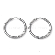 304 Stainless Steel Huggie Hoop Earrings, Stainless Steel Color, 24.5x25x2.5mm(EJEW-H111-01G-P)