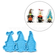 Halloween Gnome/Dwarf DIY Pendant Silicone Molds, Resin Casting Molds, for UV Resin, Epoxy Resin Jewelry Making, Deep Sky Blue, 74.5x115x6.5mm, Hole: 3mm, Inner Diameter: 74.5x32~42mm(DIY-F142-01)