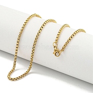 Ion Plating(IP) 201 Stainless Steel Box Chain Necklaces for Women and Men, Real 18K Gold Plated, 23.35 inch(59.3cm)(NJEW-F322-06G)