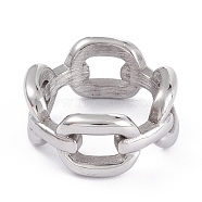 Unisex 304 Stainless Steel Finger Rings, Wide Band Rings, Curb Chain Shape, Stainless Steel Color, Size 7, 9.7mm, Inner Diameter: 17.5mm(RJEW-K233-08B-P)
