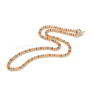 Brass Curb Chain Necklaces, with Enamel and 304 Stainless Steel Toggle Clasps, Real 18K Gold Plated, Colorful, 17.91~18.11 inch(45.5~46cm)(NJEW-JN03097-04)