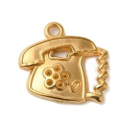 Ion Plating(IP) 304 Stainless Steel Pendant Rhinestone Settings, Landline Telephone, Real 18K Gold Plated, Fit for 1mm Rhinestone,17x19x3mm, Hole: 1.6mm(STAS-N103-40G)