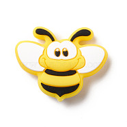 Silicone Focal Beads, Baby Chew Teething Beads, Bee, Yellow, 30x37x9.5mm, Hole: 2mm(SIL-E003-05E)