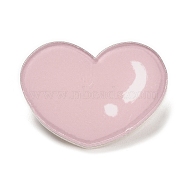 Cartoon Style Acrylic Brooch, Platinum Iron Pin for Backpack Clothes, Heart, 22x30x2mm(JEWB-D016-01E)