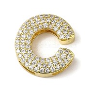 Brass Beads, with Clear Cubic Zirconia, Letter C, 19.5x18.5x5.5mm, Hole: 4.5x2.5mm(KK-D098-04C-G)