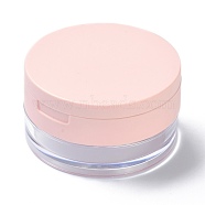 Reusable Plastic Loose Powder Bottles, Empty Bottles, DIY Makeup Powder Case, with Sponge Powder Puff, Mirror , Pink, 7x3.85cm, Inner Diameter: 57mm(MRMJ-G014-01A)