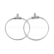 304 Stainless Steel Pendants, Hoop Earring Findings, Ring, Stainless Steel Color, 21 Gauge, 34x31x1.5mm, Hole: 1mm, Inner Size: 29x30mm, Pin: 0.7mm(X-STAS-F191-09P-C)