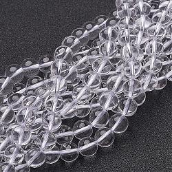 Natural Gemstone Beads Strands, Grade AB Quartz Crystal, Round, Clear, about 8mm in diameter, hole: 1mm, about 50pcs/strand, 15.5 inch(GSR8mmAB039)