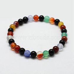 Natural Agate Round Beads Stretch Bracelets, Dyed & Heated, Colorful, 2 inch(50mm), 8mm(BJEW-G550-14-8mm)