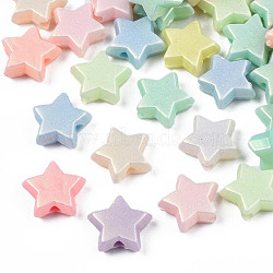 Spray Painted Frosted Opaque Acrylic Beads, Star, Mixed Color, 9x9.5x4mm, Hole: 1.8mm, about 3325pcs/500g(ACRP-S679-43A)