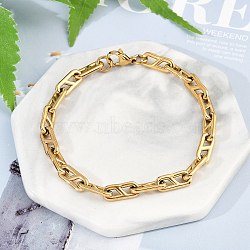 304 Stainless Steel Oval Link  Chain Bracelets for Women Men, Ion Plating(IP), Golden, 8-1/8 inch(20.5cm)(BJEW-F488-49A-G)