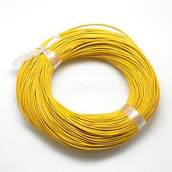 Spray Painted Cowhide Leather Cords, Gold, 1.5mm, about 100yards/bundle(300 feet/bundle)(WL-R001-1.5mm-12)