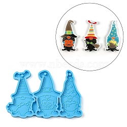 Halloween Gnome/Dwarf DIY Pendant Silicone Molds, Resin Casting Molds, for UV Resin, Epoxy Resin Jewelry Making, Deep Sky Blue, 74.5x115x6.5mm, Hole: 3mm, Inner Diameter: 74.5x32~42mm(DIY-F142-01)