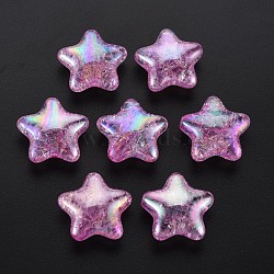 Transparent Crackle Acrylic Beads, AB Color, Star, Plum, 20.5x21.5x9.5mm, Hole: 2.5mm, about 220g/bag(MACR-N014-001B)