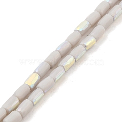 Frosted Imitation Jade Glass Beads Strands, AB Color Plated, Faceted, Column, Light Grey, 6.5x4mm, Hole: 1mm, about 80pcs/strand, 20.39''(51.8cm)(GLAA-P058-07A-04)