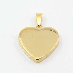 Fashionable 304 Stainless Steel Stamping Blank Tag Pendants, Heart, Golden, 23~25x22x4mm, Hole: 3x6mm(STAS-J002B-01G)
