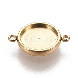 Ion Plating(IP) 304 Stainless Steel Links Connectors Settings, Plain Edge Bezel Cups, Flat Round, Golden, Tray: 12mm, 20x14.5x2.5~3mm, Hole: 1.6~1.8mm(X-STAS-K202-02E-G)