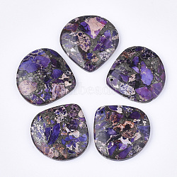 Synthetic Gold Line Regalite/Imperial Jasper/Sea Sediment Jasper Pendants, Dyed, teardrop, Dark Orchid, 40.5x40.5x7mm, Hole: 1.2mm(G-S329-042A)