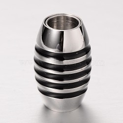 Barrel 304 Stainless Steel Magnetic Clasps with Glue-in Ends, Gunmetal & Stainless Steel Color, 18x11.5mm, Hole: 6mm(STAS-I045-14)