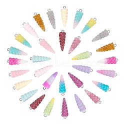 32Pcs Resin Pendants, with Platinum Iron Peg Bail, Horn, Mixed Color, 28~29x9~10x9.5mm, Hole: 1.8~2mm(RESI-SC0001-87)