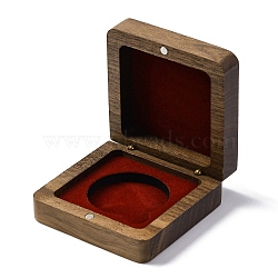 Wood Coin Medal Storage Box, with Magnet and Velvet, Square, Dark Red, 68x67x26.5mm, Inner Diameter: 40mm(AJEW-XCP0002-74B)