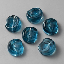 Transparent Glass Beads, Moon with Star, Marine Blue, 14x12x6mm, Hole: 1.2mm(GLAA-TAC0020-05F)