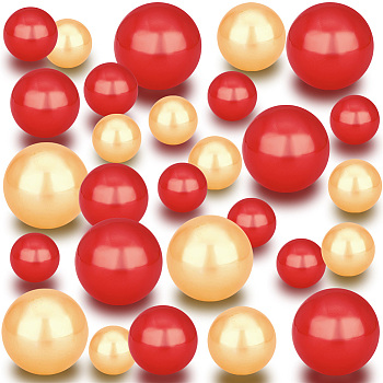 Elite Gradient Round ABS Plastic Imitation Pearl No Hole Beads, for Water Gel Vase Fillers, Floating Candles Making, Red, 9.5~29.5mm, about 148pcs/set
