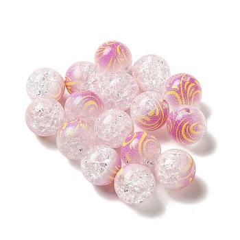 Duotone Spray Painted Crackle Acrylic Beads, Round, Orchid, 10mm, Hole: 1.8mm, about 850pcs/500g