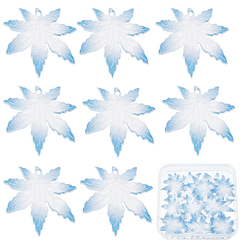 SUNNYCLUE Transparent Printed Acrylic Pendants, Maple Leaf, Royal Blue, 22x22x1mm, Hole: 1mm