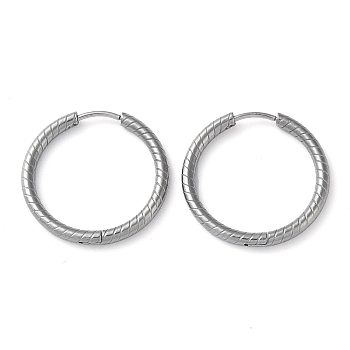 304 Stainless Steel Huggie Hoop Earrings, Stainless Steel Color, 24.5x25x2.5mm