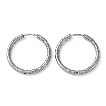 Non-Tarnish 304 Stainless Steel Huggie Hoop Earrings, Stainless Steel Color, 24.5x25x2.5mm